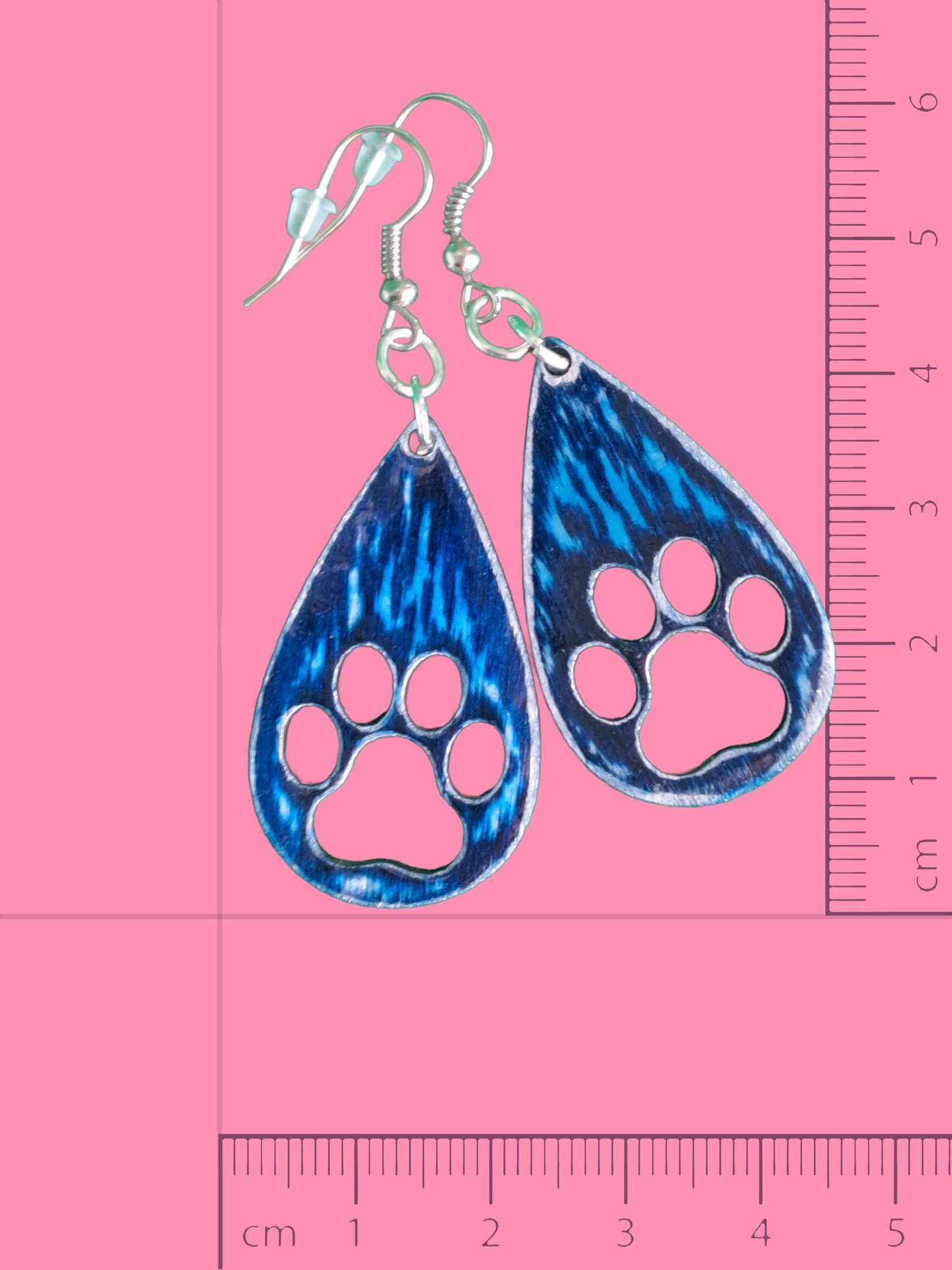 Blue Paw Teardrop Earrings