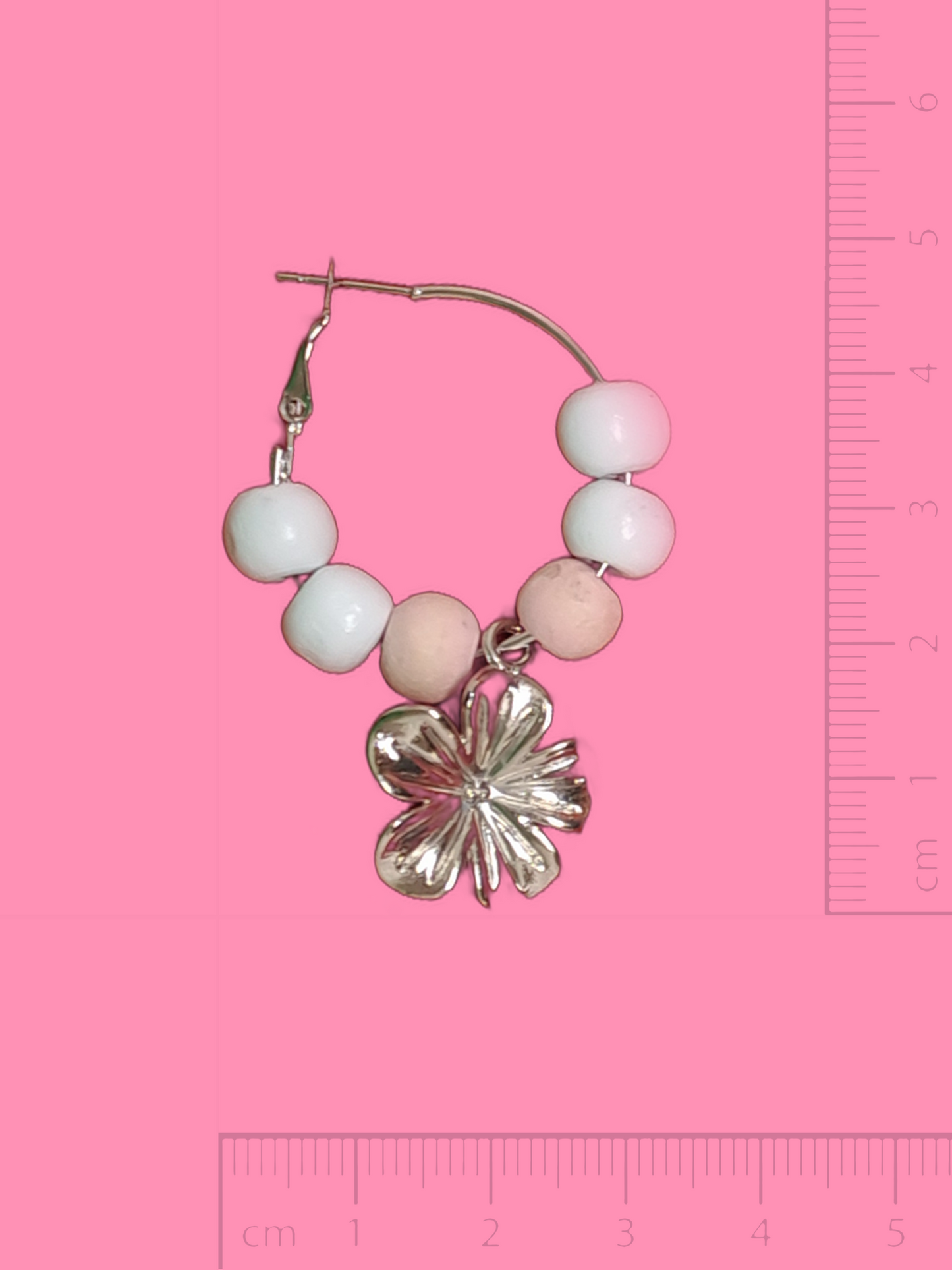 Floral Beaded Hoop Stainless Steel Earrings