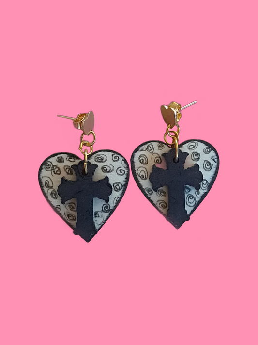 Cross my Heart - Statement Earrings