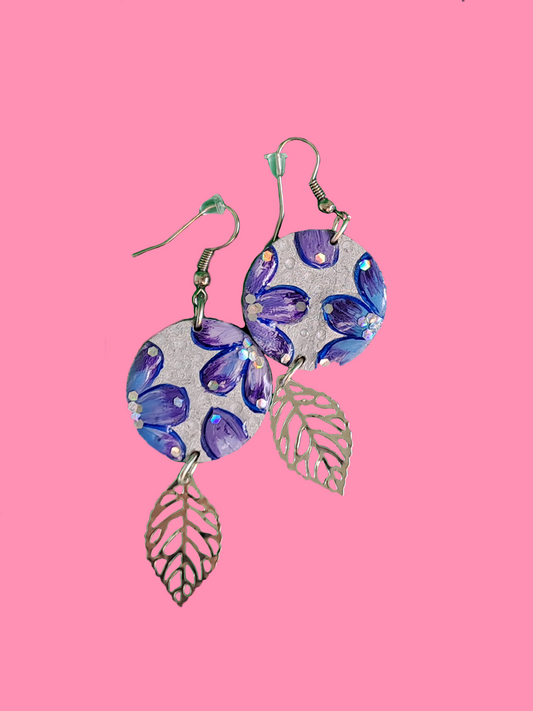 Violet Breeze Leaf Earrings