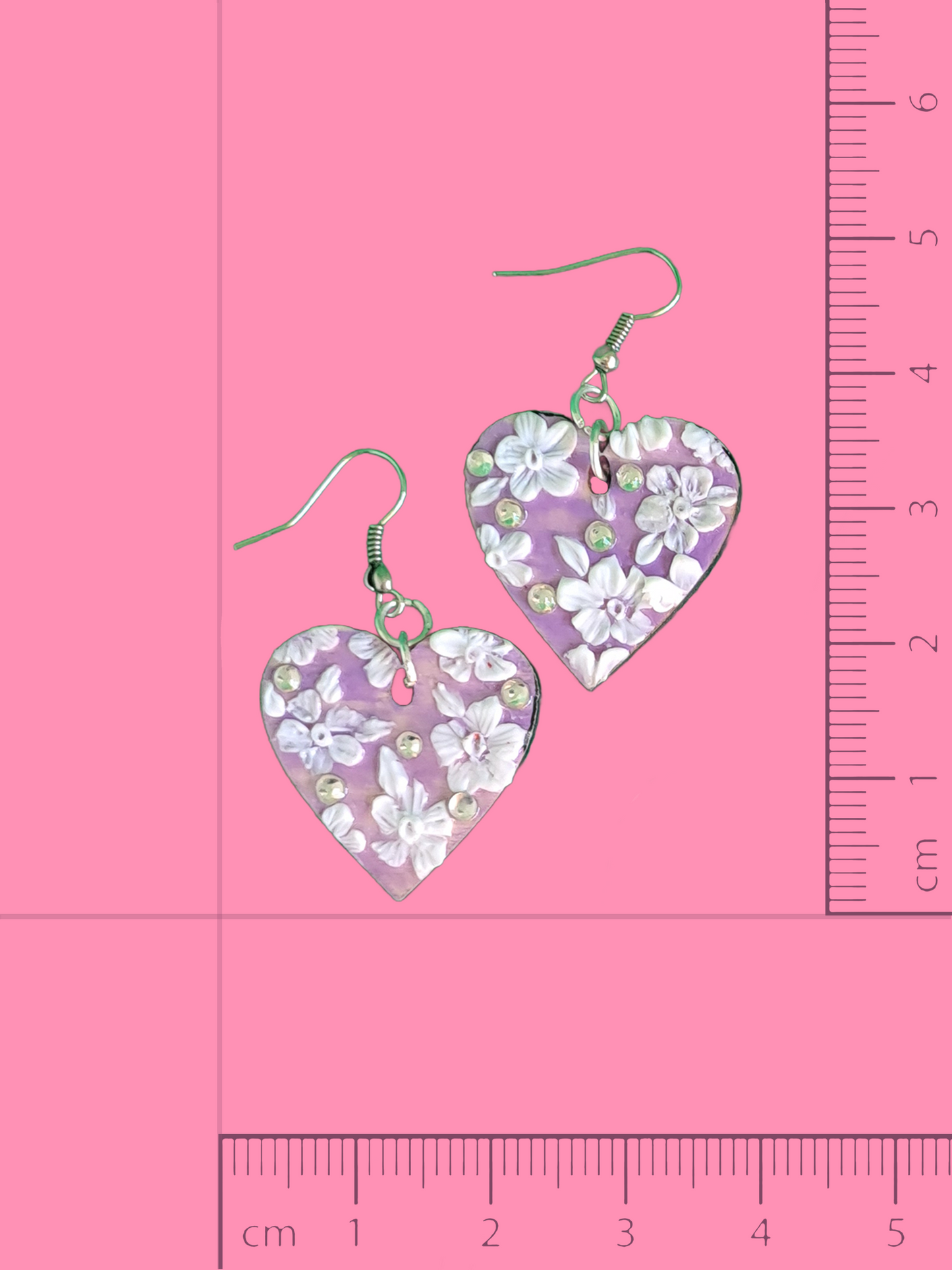 Lavender Blossom Heart Earrings