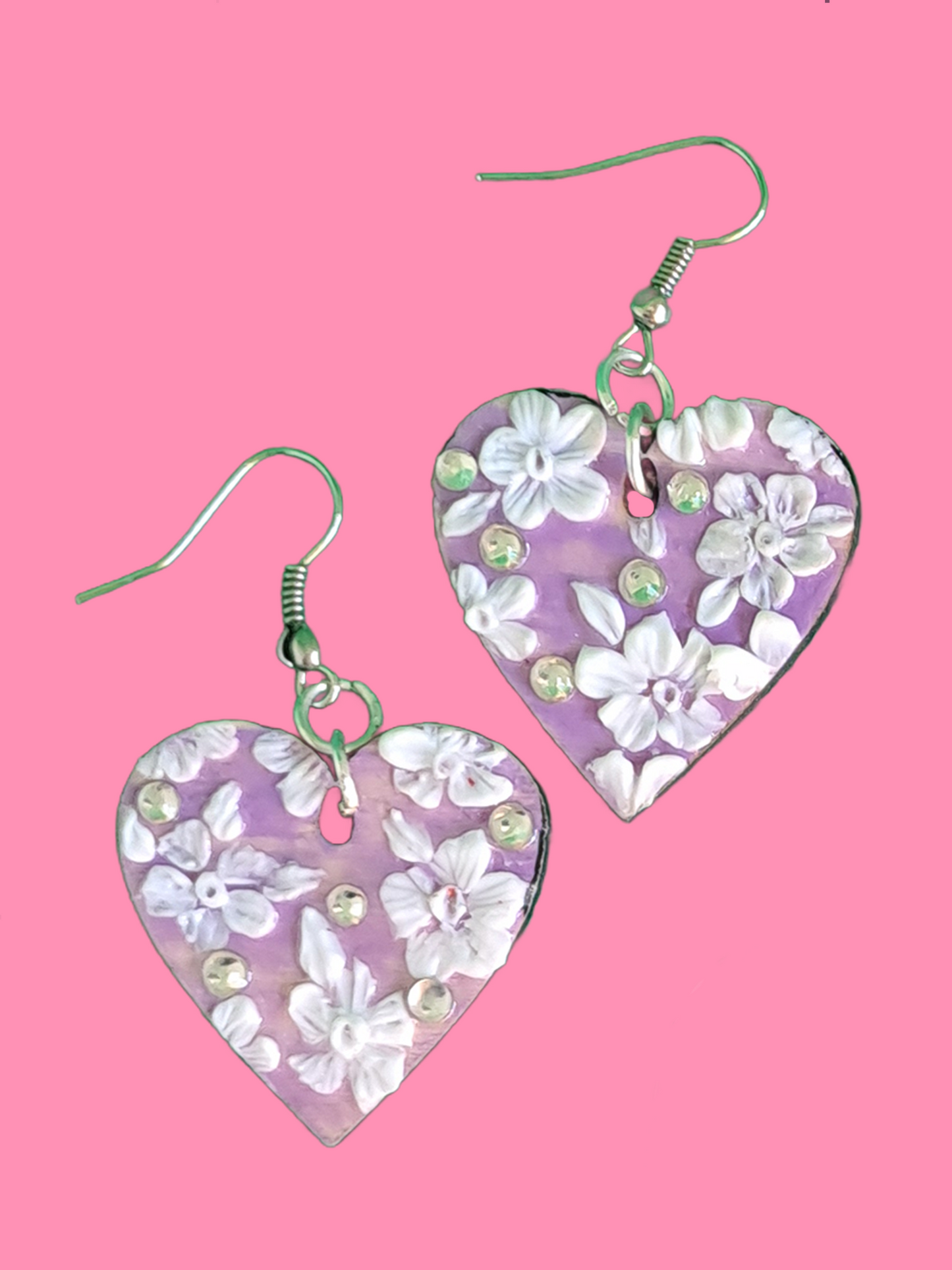 Lavender Blossom Heart Earrings