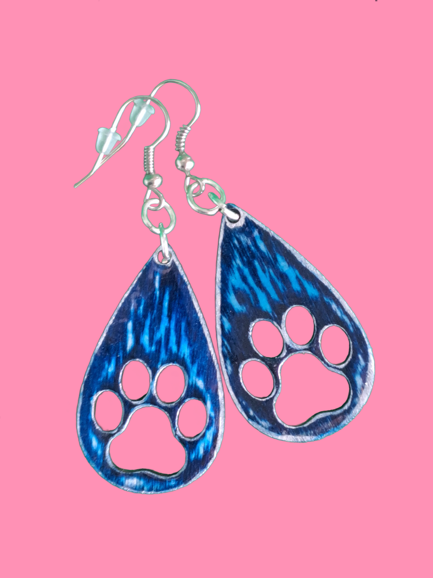 Blue Paw Teardrop Earrings