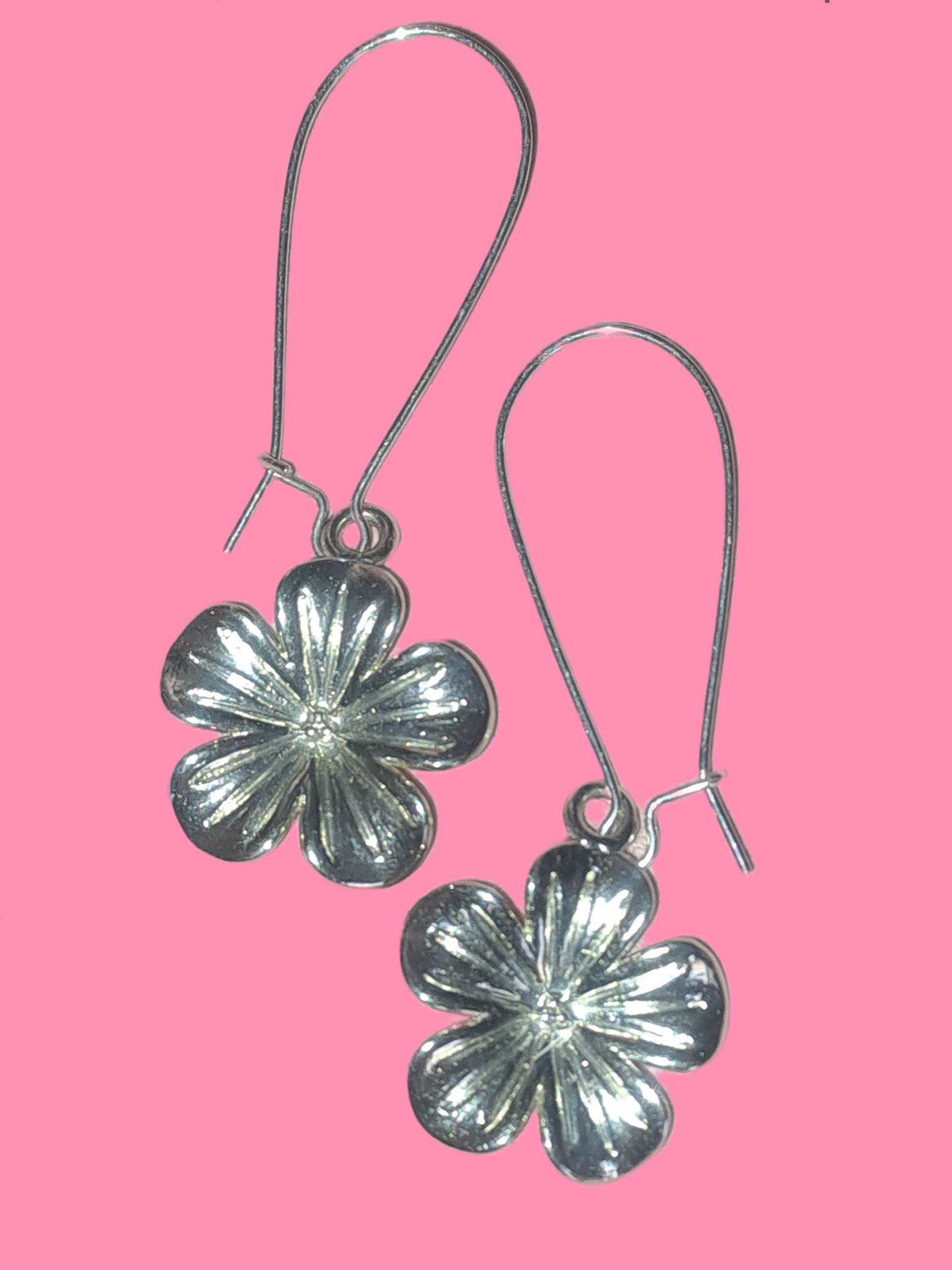 Silver Blossom Drop Earrings